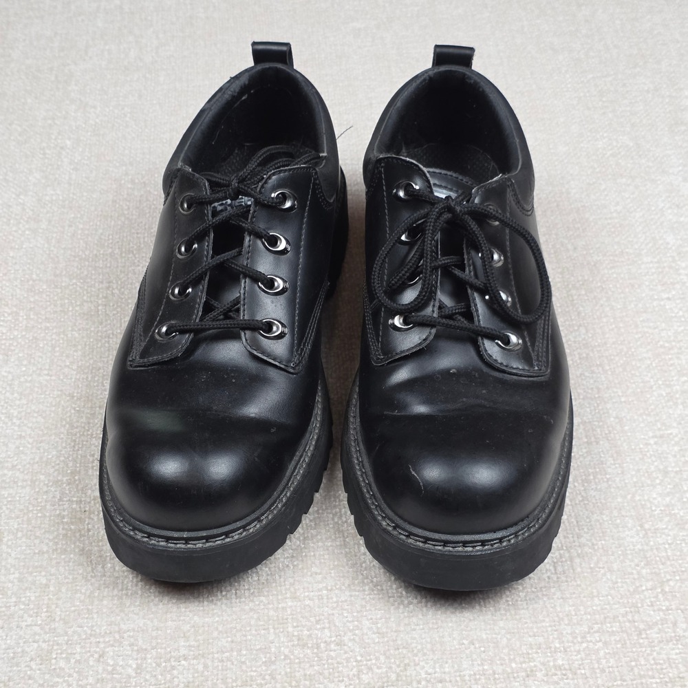 VTG Skechers Jammers Mens 10.5 Black Leather Chunky Lug Sole Oxford Shoes 60101 - Picture 4 of 8